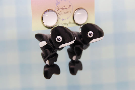 3D Killer Whale Earrings