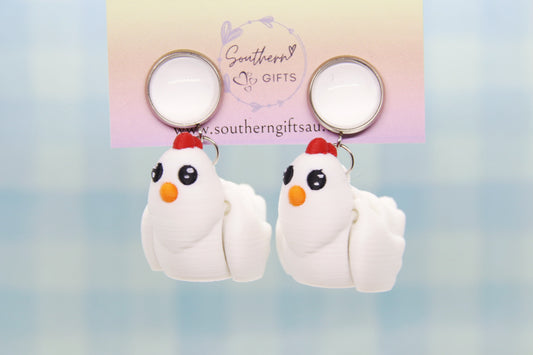 3D Chicken Earrings