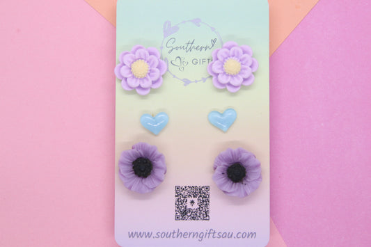 Purple Flowers Stud Pack