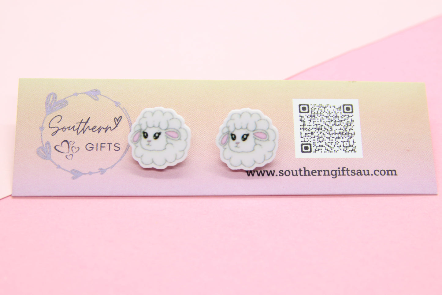 White Sheep Stud Earrings