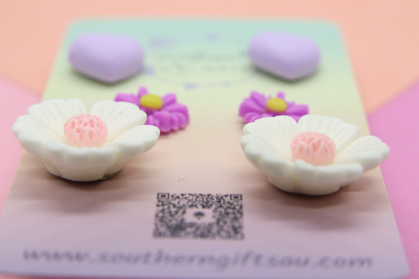 Flowers and Purple Heart Stud Pack