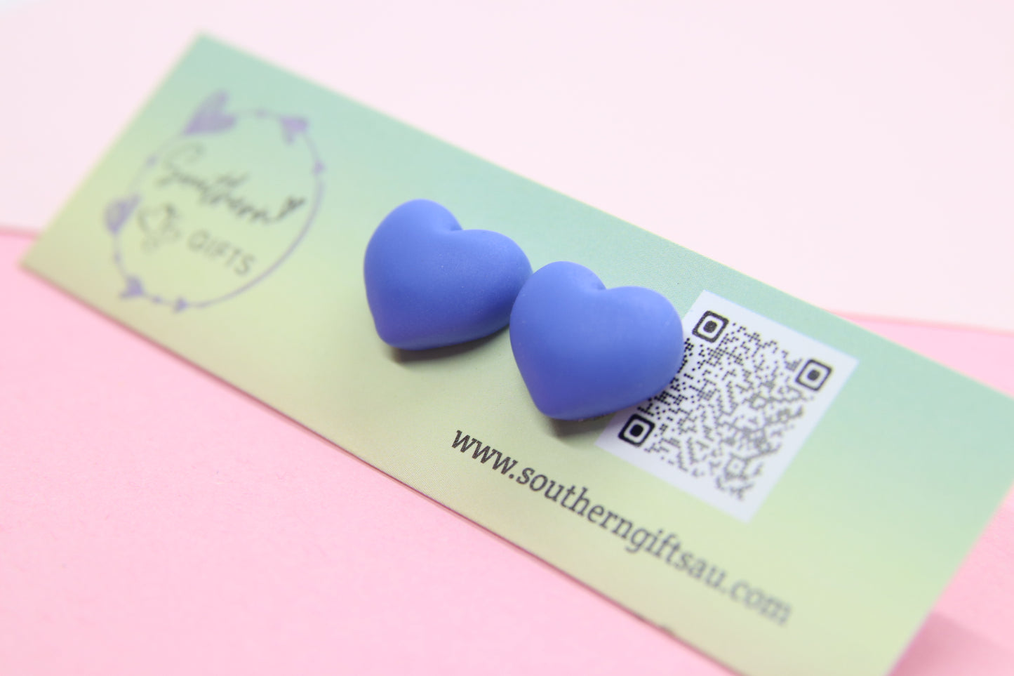 Blue Heart Stud Earrings