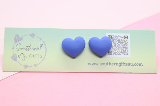 Blue Heart Stud Earrings