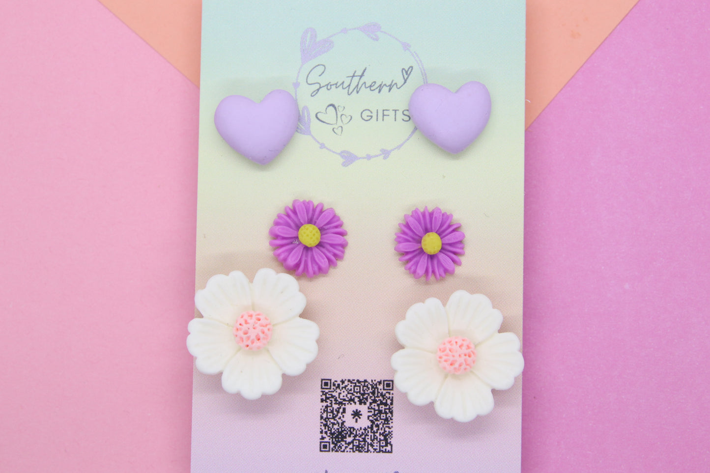 Flowers and Purple Heart Stud Pack