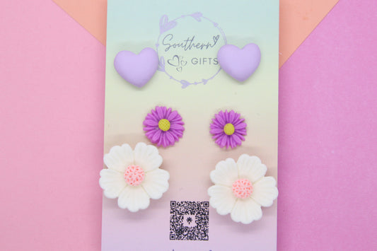 Flowers and Purple Heart Stud Pack