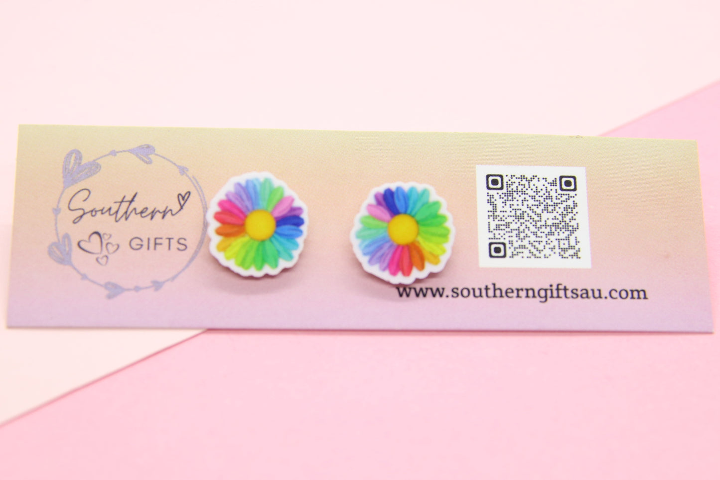 Rainbow Daisy Stud Earrings