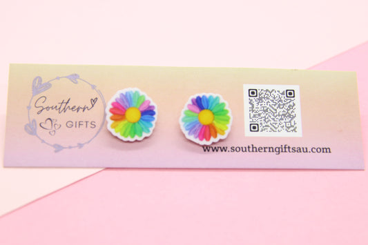 Rainbow Daisy Stud Earrings