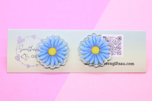 20mm Blue Daisy Stud Earrings