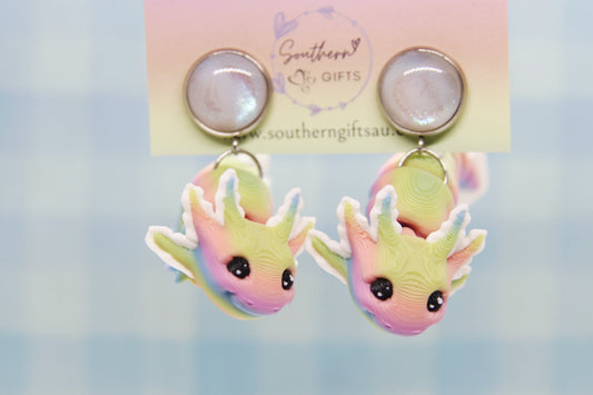 3D Pastel Axolotl Earrings