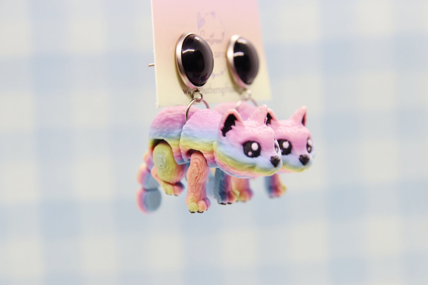 3D Rainbow Cat Earrings