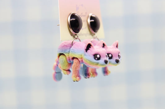 3D Rainbow Cat Earrings