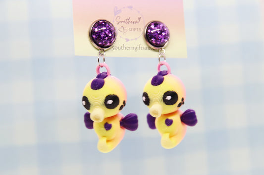 3D Seahorse Earrings