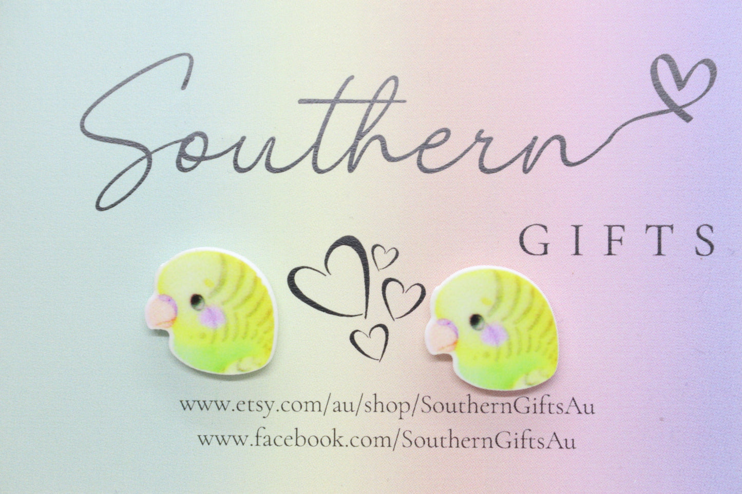 Small Budgie Statement Stud Earrings