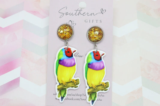 Standard Gouldian Finch Statement Earrings