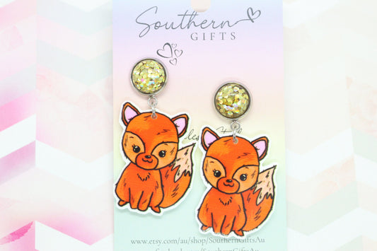 Petite Red Fox Statement Earrings