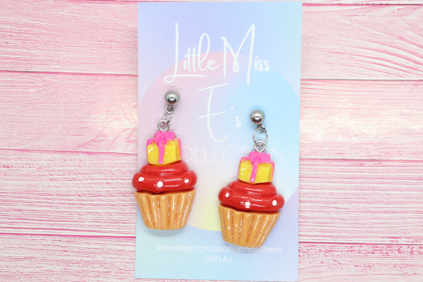 Miss E's Red Cupcake Earrings