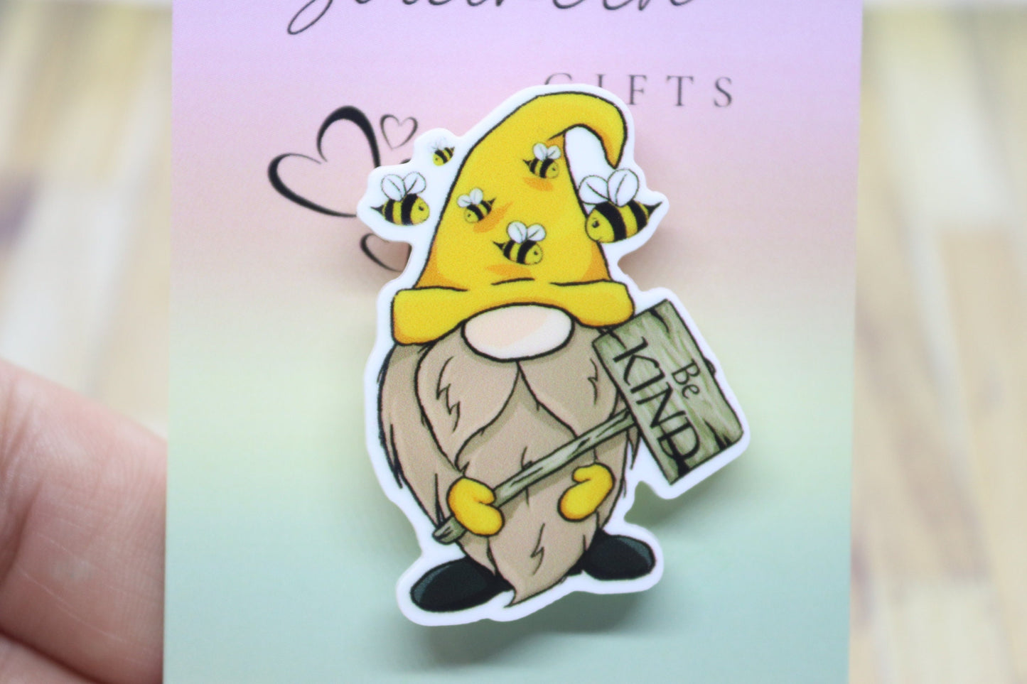 Be Kind Bee Gnome Badge
