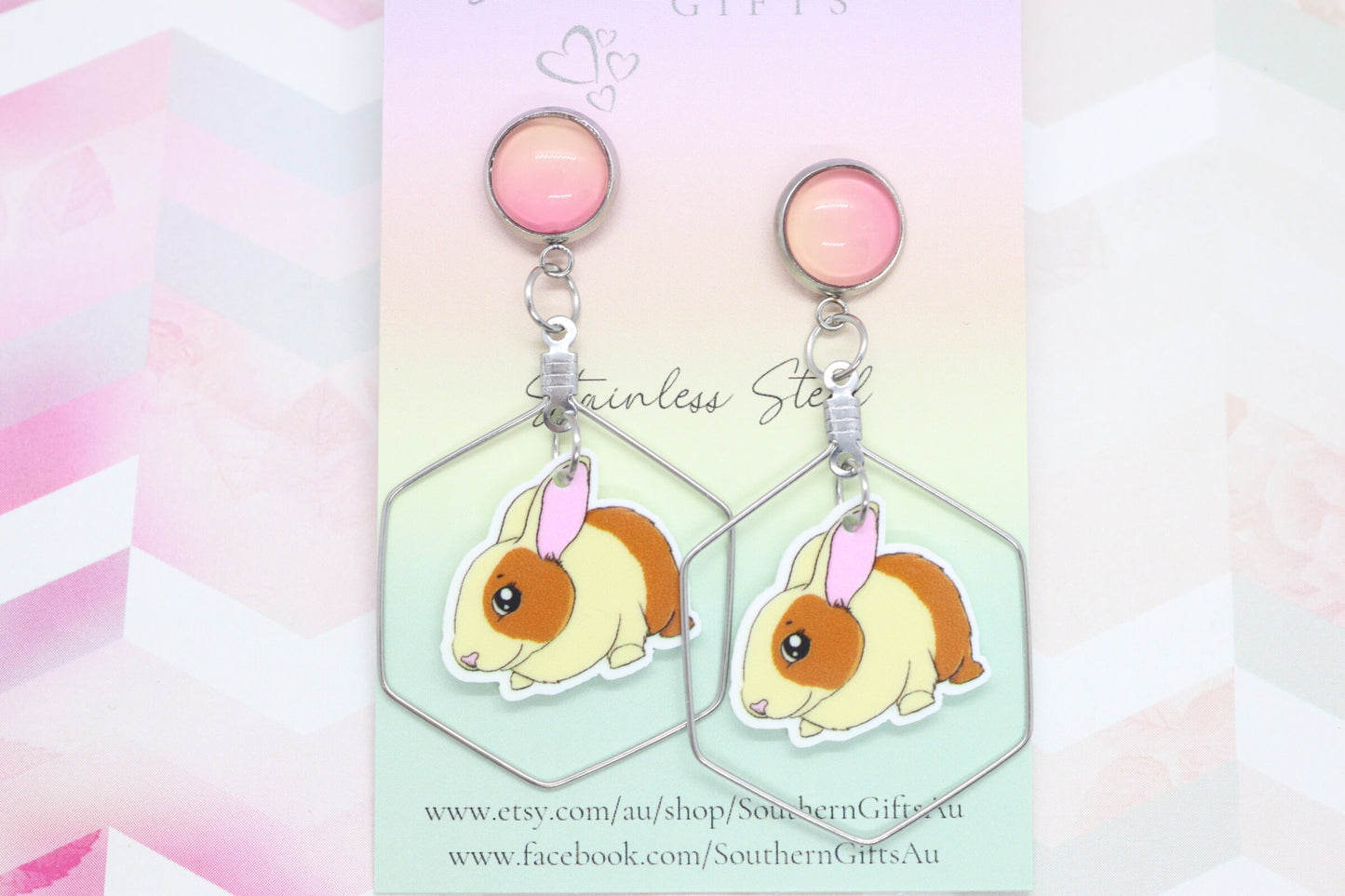 Petite Layered Easter Bunny Statement Earrings