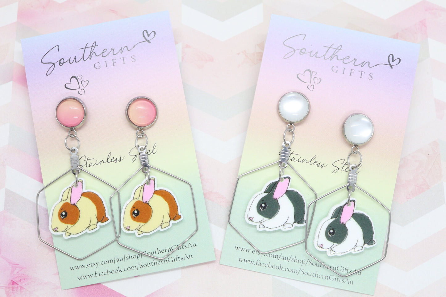 Petite Layered Easter Bunny Statement Earrings