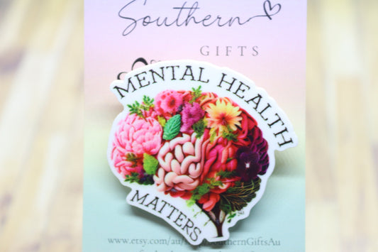Mental Health Floral Brain Badge