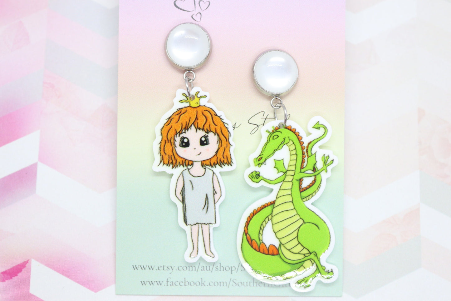 Petite Princess and Dragon Statement Earrings