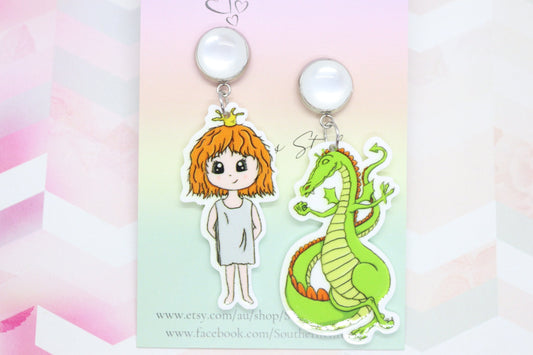 Petite Princess and Dragon Statement Earrings