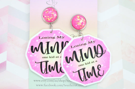 Standard Losing My Mind One Kid At A Time Statement Earrings