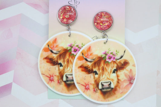 Standard Highland Cow Statement Earrings