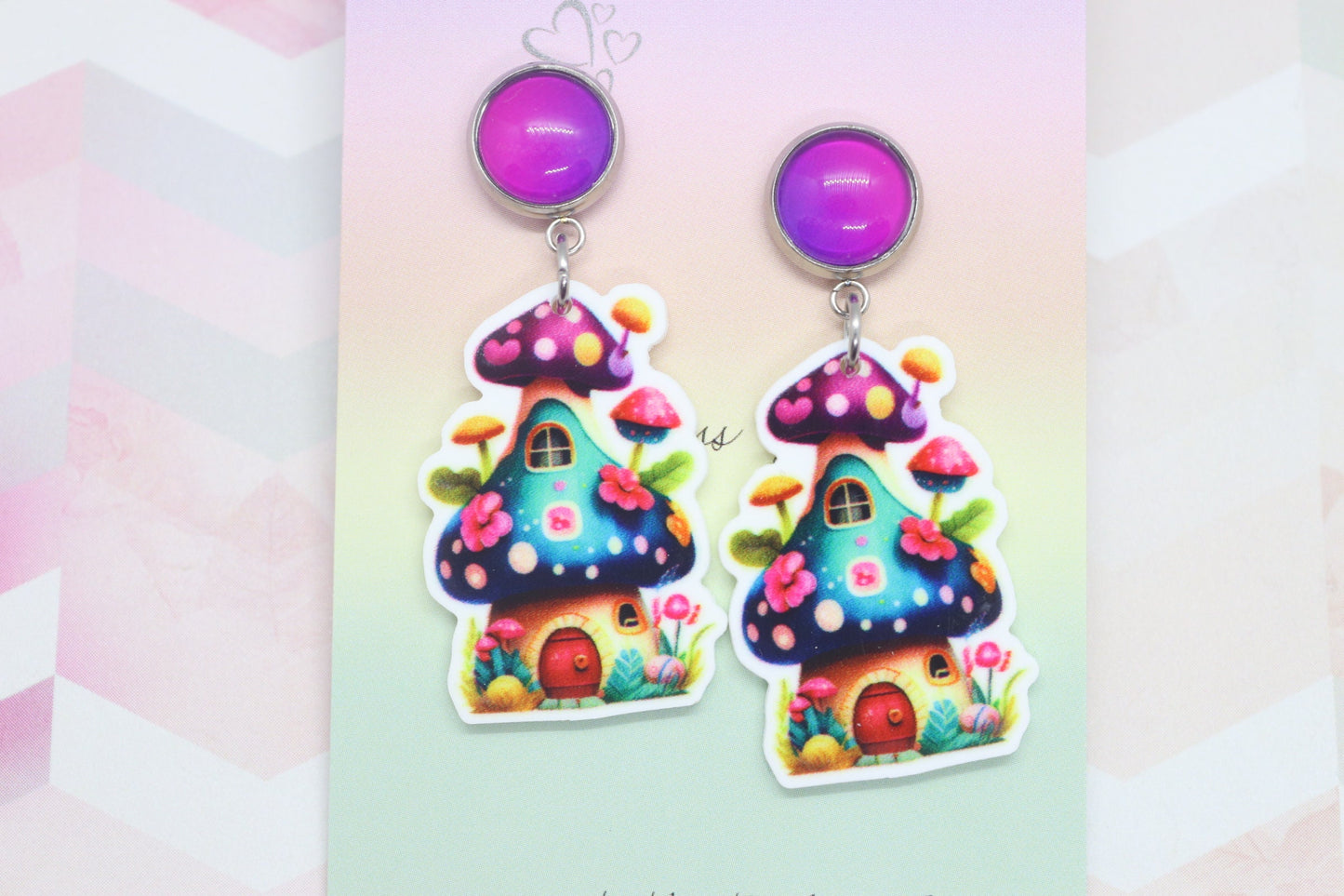 Petite Mushroom House Statement Earrings