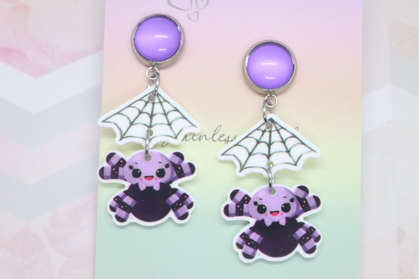 Spider and Spiderweb Wobble Statement Earrings