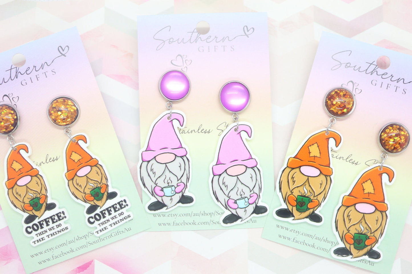 Standard Coffee and Tea Gnomes Statement Earrings