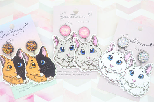 Standard Fluffy Cat Statement Earrings