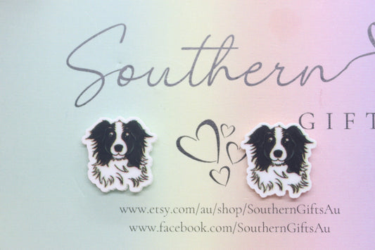 Small Border Collie Statement Stud Earrings