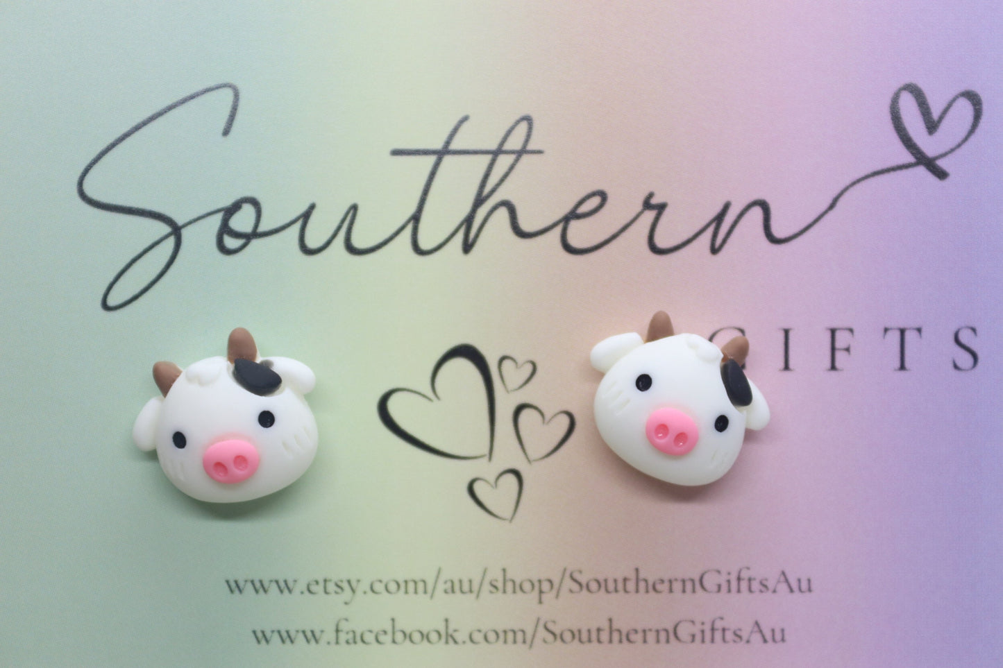 Small 3D Cow Statement Stud Earrings