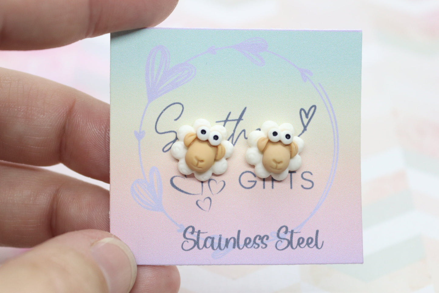 Small 3D Sheep Statement Stud Earrings